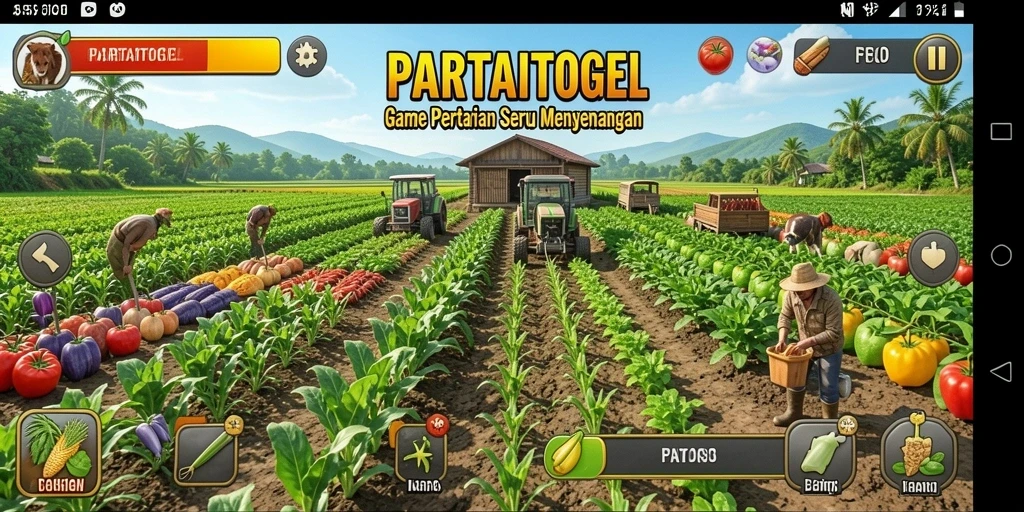 Tampilan menarik dari gameplay PARTAITOGEL yang menonjolkan kegiatan pertanian.
